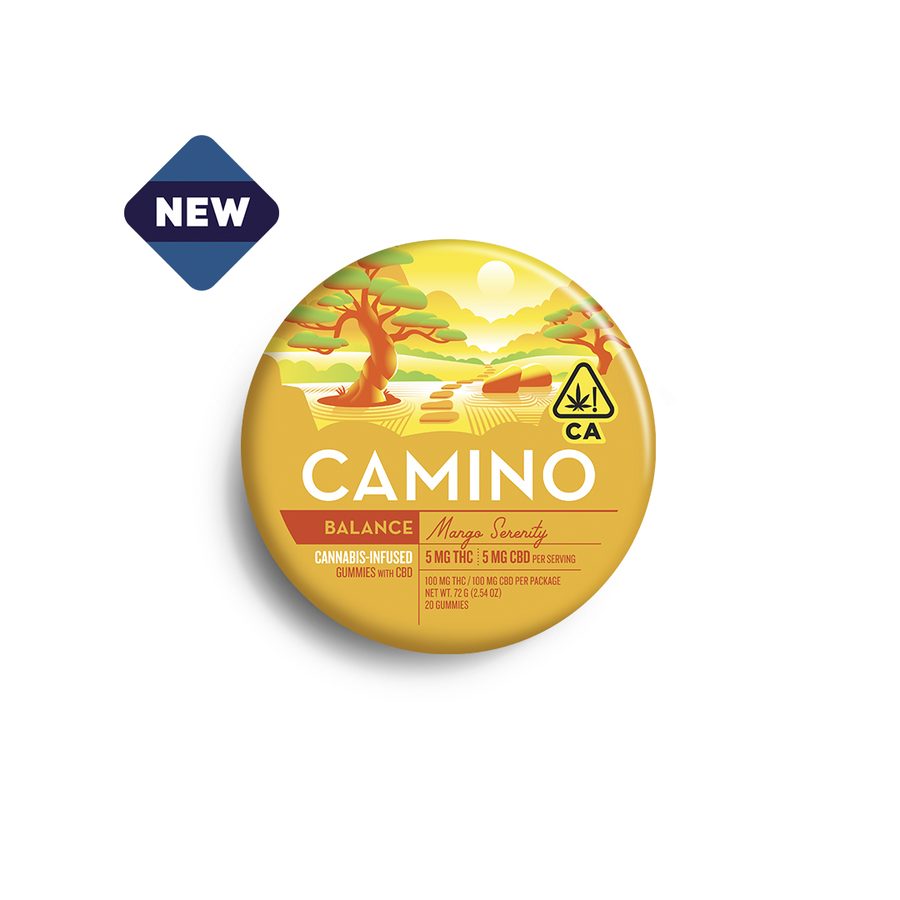 Camino Mango Serenity Calm gummies tin