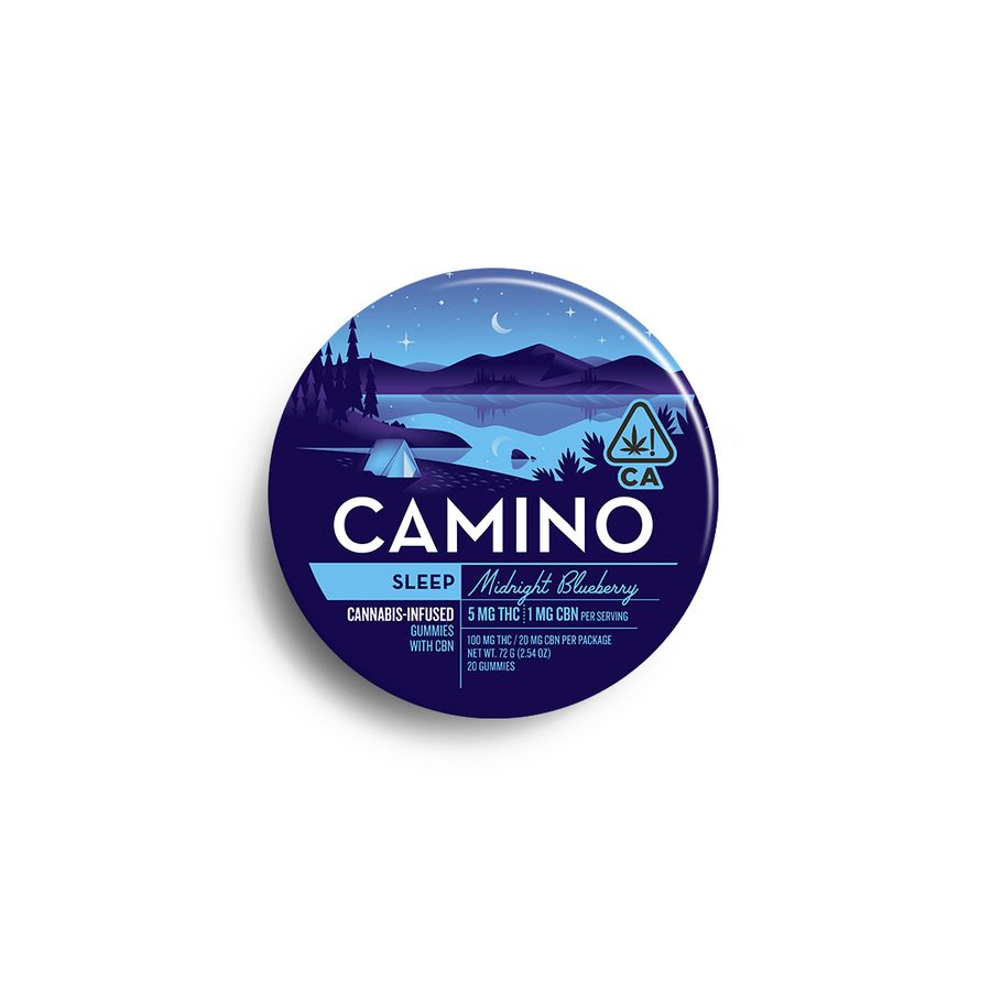 Camino Midnight Blueberry Sleep gummies tin, 5:1 THC to CBN