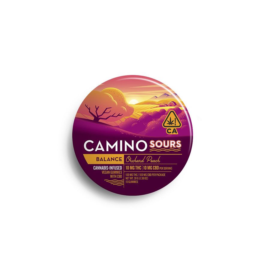 Camino Sours Orchard Peach gummies tin